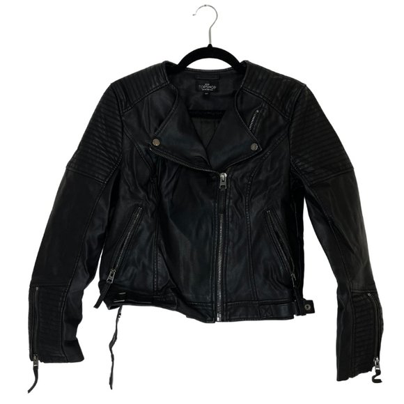Topshop PETITE Jackets & Blazers - Topshop Petite Cropped Vegan Leather Jacket